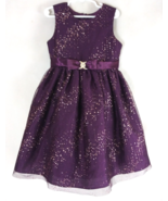 Jayne Copeland Beautiful Purple Glitter Sleeveless Dress With Jeweled Bo... - $27.12 CAD