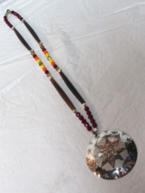 New 16-1/2&quot; Nickle Silver Star Necklace Brown Amber Bone-tail Pipe Beads... - $148.49