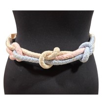 Vintage Carolyn Tanner Designs Braided Belt Pink Blue 38&quot; long 2&quot; wide - $25.00