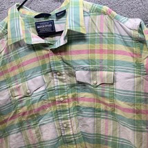 Rough Stock Panhandle Slim Mens Shirt Size Xxl 2XL Snap Pearl Plaid Green Pink - £10.93 GBP