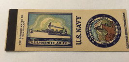 Matchbook Cover Matchcover US Navy Ship USS Yosemite AD 19 - £2.61 GBP