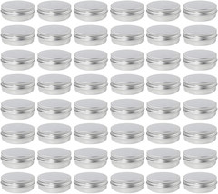 48 Pack 2 Oz Metal Round Tins Aluminum Tin Cans Containers With Screw Lid - £45.55 GBP