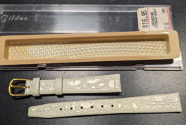 NOS Gilden 13mm 1/2 Genuine Croco-Calf Leather White Watch Band Strap - £15.81 GBP