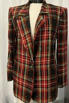 Erez Sport Red Plaid Rhinestone Women&#39;s Vintage Blazer Size Small - $99.00