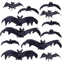 12Pcs Halloween Hanging Bats Decorations Rubber Hanging Vampire Bats For Outdoor - £15.18 GBP