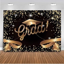 7X5FT Durable Fabric Gold Glitter Graduation 2023 Backdrop Photography Abstract - £15.79 GBP
