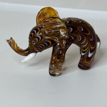 Lenox Glass Elephant Figurine Swirl Brown Orange Amber - $557.79 MXN