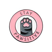 Creative Letters Badges Cartoon Enamel Pins Cat Paw Brooch Pins Stay Pawsitive - £7.85 GBP
