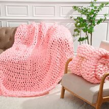 Hahafelt Chunky Knit Chenille Blanket 50x60 Pink 2 Pcs Throw Soft Washable - €28,95 EUR
