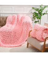 Hahafelt Chunky Knit Chenille Blanket 50x60 Pink 2 Pcs Throw Soft Washable - $620.37 MXN