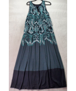 Adrianna Papell Maxi Dress Womens Large Teal Multi Paisley Sleeveless Ro... - £51.06 GBP