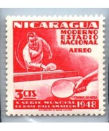 1949 NICARAGUA Stamp - Air Mail &quot;Table Tennis&quot; 3c SC#C298 1817E - $1.24