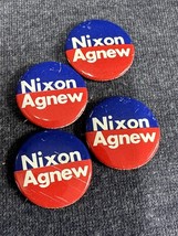 lot of 4- 1972 Nixon Agnew Campaign Pinback Button Tin Lithograph by Gre... - £8.84 GBP
