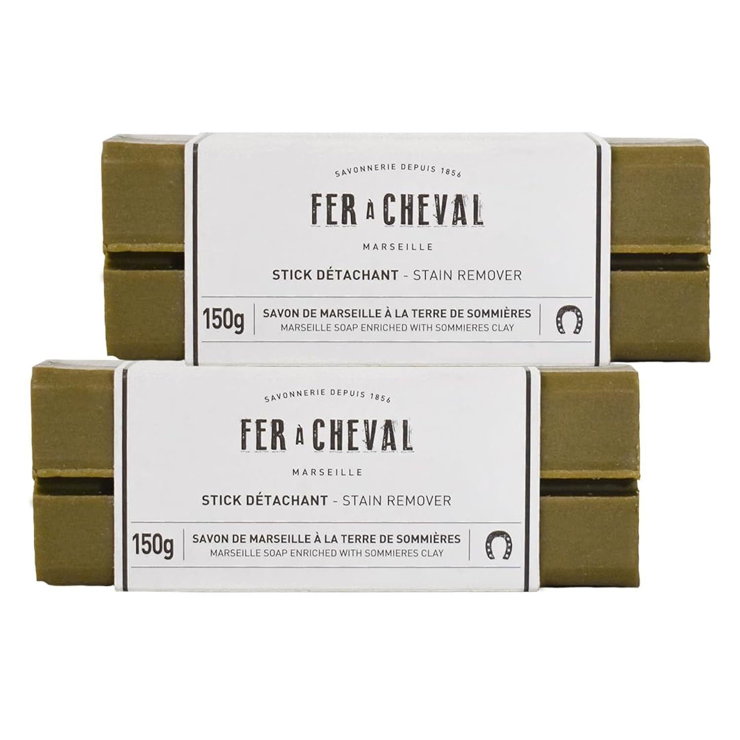 Fer  Cheval Marseille Soap Stain Remover Stick 2 Pack - Natural, Hypoallergenic,