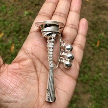 925 Silver Hindu Religious Kanha jis Jhunjhuna Baby Rattle whistle 3 inch 16 gm - £25.69 GBP