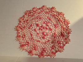 Vintage Handmade Multi-tone Pink 14&quot; Circular Crocheted Doilie - £3.94 GBP