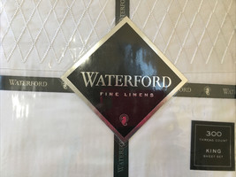 Waterford Diamond Lattice White 4pc King Sheet Set 300TH Bnip - £98.30 GBP