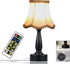 Remote Control Table Lamp Reading Desk Retro White Shade Black Bedside USB Small - £37.44 GBP