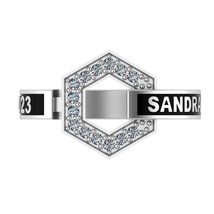 Custom Silver 925 Graduation Gift Class Ring for Women Hexagon Custom Class Ring - £89.47 GBP
