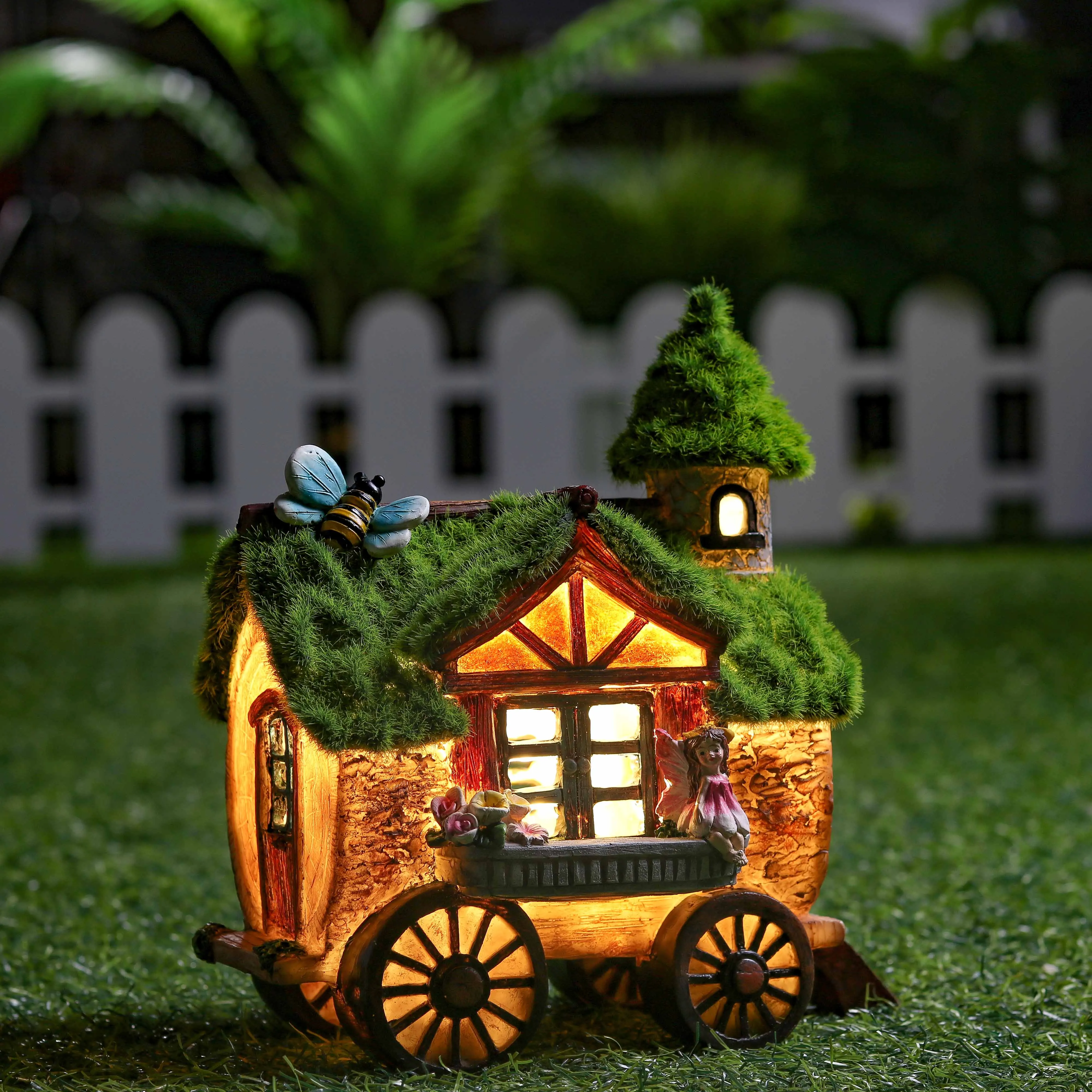 Teresa&#39;s Collections Fairy Garden Outdoor Decor Fairy Solar Light Resin Statues - £90.94 GBP