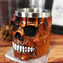 Ebros Inferno Fire Skull Face Drinking Coffee Mug Beverage Drinkware 6.25&quot;W - £20.77 GBP