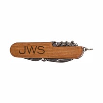 Personalized Knife Wooden 8-Function Multi-Tool Pocket Knife Custom Initials Las - £11.78 GBP