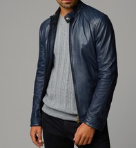 Mens fashion Blue leather jacket, Mens real leather jackets, Mens jackets 2019 - £115.09 GBP