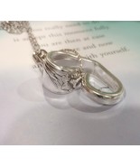 Floating heart necklace made from a vintage spoon, valentine, anniversary, wedd - $32.00
