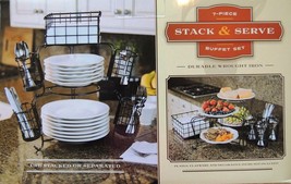 DELUXE Buffet Stack &amp; Serve Buffet Set Picnic Knives Plates Silverware C... - $68.41