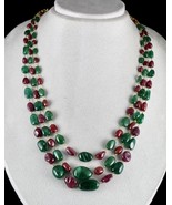 NATURAL ZAMBIAN EMERALD BURMA RUBY LONG BEADS 587 CTS 18K GOLD ANTIQUE N... - £25,028.52 GBP