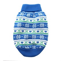 Snowflakes and Hearts Blue 100% Combed Cotton Turtleneck Sweater Sizes X... - €16,40 EUR