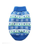 Snowflakes and Hearts Blue 100% Combed Cotton Turtleneck Sweater Sizes X... - €16,30 EUR