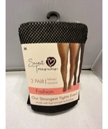 Secret Treasures Pantyhose Fishnet Opaque Fashion Tights Black 2-Pair - £11.77 GBP