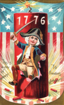 4th Of July Firecracker Firework Boy General 1776 American Patriotic Postcard - £7.62 GBP