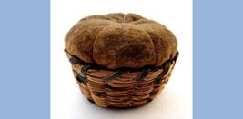 Antique Victorian Chatelaine Sweet Rye Grass Pin Cushion Basket Velvet Indian - £71.18 GBP