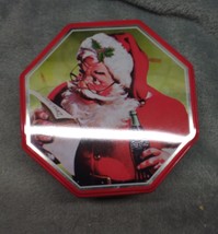 Coca-Cola Vintage (1994) Metal Octagon Cookie Tin Santa Claus - £7.43 GBP