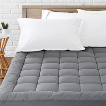 Cooling Mattress Pad Quilted Matress Topper Bed Cotton Cover Fitted Deep Pocket - £73.32 GBP+