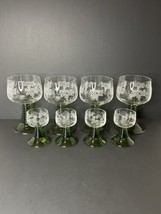 Vintage Luminarc Beehive Stem Green Cordial  Glasses  Etched Grapes  Set... - £46.76 GBP