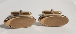 SWANK Cufflinks Gold Tone Oval  Cross Hatch Textured and Smooth Modern D... - £9.37 GBP