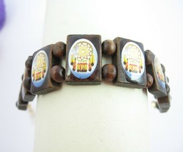 Dream Catcher Bracelet Vintage Wood Links Beads 7 - 8.5&quot; Adjustable Lightweight - £10.38 GBP