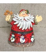 Whimsical Folk Art Santa Claus Trinket Box Rustic Primitive Holiday Festive - $9.41