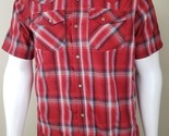 Prana Western Pearl Snap Shirt Mens L Holstad Red Plaid Organic Cotton B... - $18.22