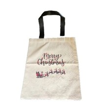 Merry Christmas Canvas Tote Bag Natural New - $5.93