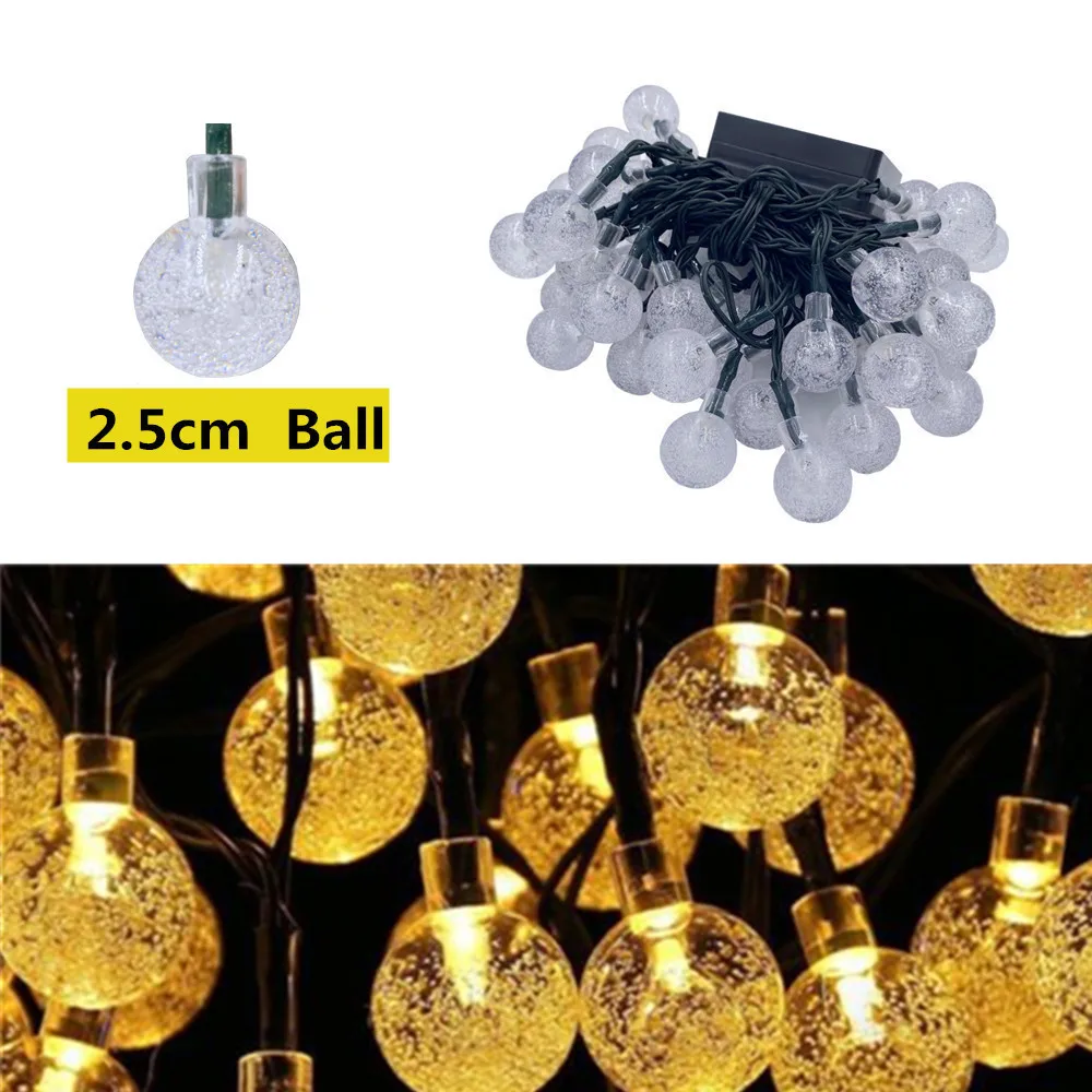 Solar String Lights Outdoor 50 Led Crystal Globe Lights with 8 Modes Waterproof  - £63.62 GBP