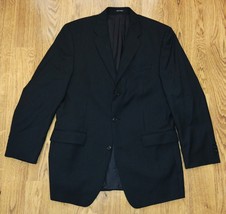CALVIN KLEIN Black Wool Pinstriped Blazer Sport Suit Coat Jacket 42L - £31.89 GBP