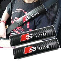 S Line Embroidered Logo Carbon Fiber Car Seat Belt Cover Seatbelt Should... - £11.79 GBP