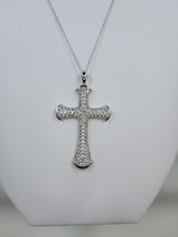 Cubic Zirconia Large Cross Pendant and Chain, Sterling Silver - $50.95