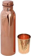 Set of 2 100 % Ayurvedic Copper Bottle With Copper Glass Drinkwear - £14.33 GBP