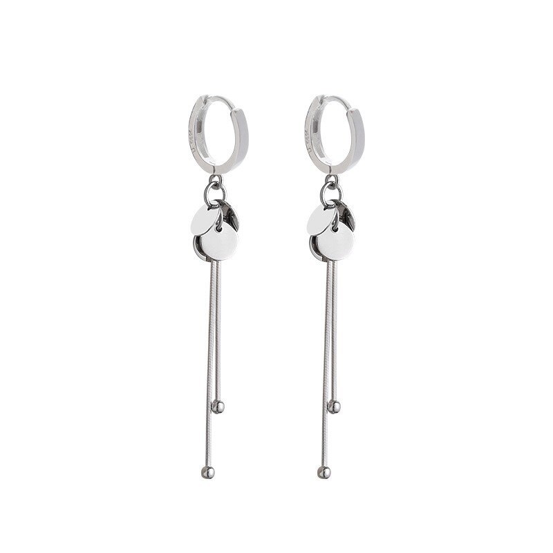 VOQ Silver Color Round Discs Hoop Earrings for Women Long Tass Earrings Fashion  - £7.22 GBP