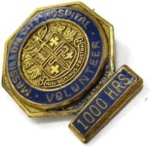 Massillon City Hospital 1000 Hours Volunteer Gold Tone Vintage Pin Brooch - £22.74 GBP